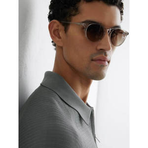 REISS Estate Textured-Knit Half-Zip Polo Shirt
